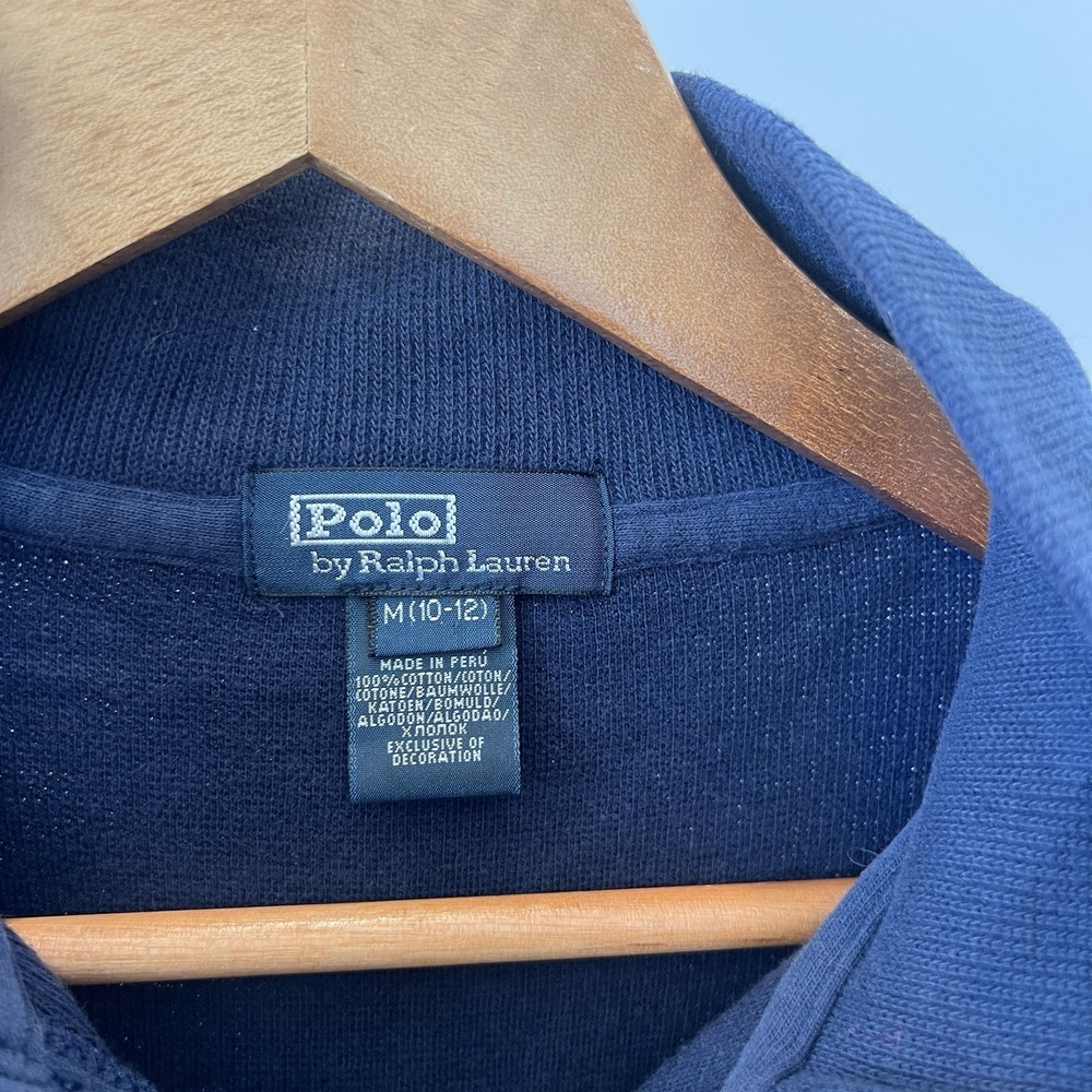 VINTAGE Ralph Lauren POLO Boys Sz Medium 10-12 Sweater Blue Pony Quarter Zip - Picture 3 of 5